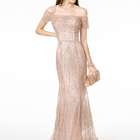 Off Shoulder Sheath Shape Evening Dress GSGL2966